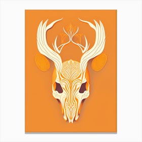 Animal Skull Orange 3 Line Drawing Canvas Print