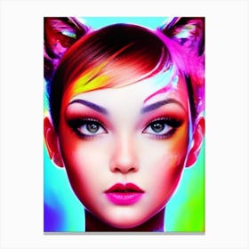 Girl With Cat Ears Canvas Print