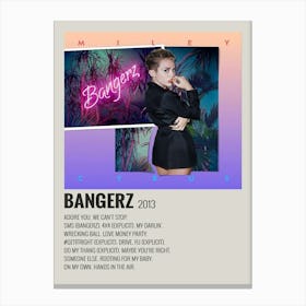 Miley Bangerz Cyrus Bangerz 2013 Poster 2 Canvas Print