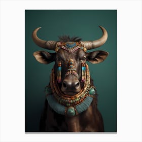 Wildebeest With Horns Canvas Print