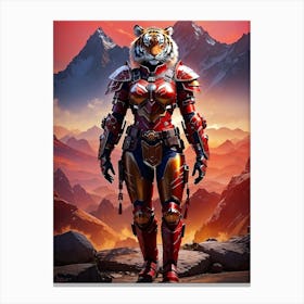 Warrior Tiger Girl Full Body Canvas Print