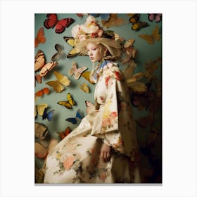 Girl With Butterflies Canvas Print