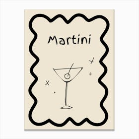 Martini Doodle Poster B&W Canvas Print