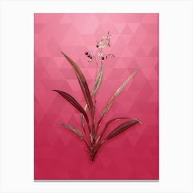 Vintage Flax Lilies Botanical in Gold on Viva Magenta n.0685 Canvas Print