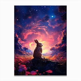 Rabbit In The Night Sky Canvas Print