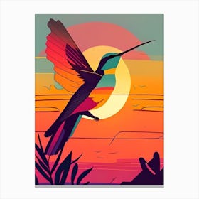 Hummingbird At Sunset Bold Graphic Canvas Print