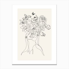 Flower Head Monoline Asthetic Mnimalist Drawing Canvas Print