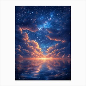 Night Sky With Clouds And Stars Canvas Print