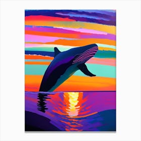 Whale With Sunset Brushstroke Painting  Canvas Print