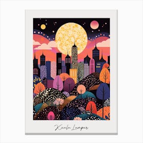 Poster Of Kuala Lumpur, Illustration In The Style Of Pop Art 3 Canvas Print