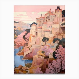 Gozo Malta 3 Vintage Pink Travel Illustration Canvas Print