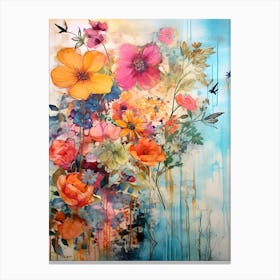 Vintage Bright Flowers 16 Canvas Print