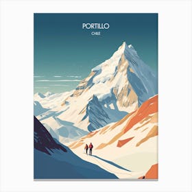 Poster Of Portillo   Chile, Ski Resort Illustration 3 Canvas Print