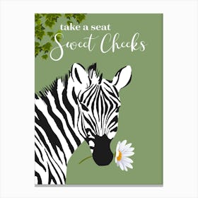 Take A Seat Sweet Cheeks Green Zebra Toile