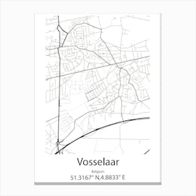 Vosselaar,Belgium Minimalist Map Canvas Print