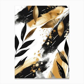 Abstract Gold And Black Leaves Canvas Print