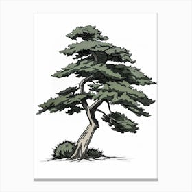 Cedar Tree Pixel Illustration 3 Canvas Print