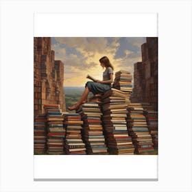 Girl Reading A Book Canvas Print