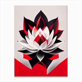 Red Lotus Black And White Geometric 1 Canvas Print