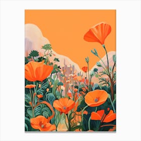 Boho Wildflower Painting California Poppy 3 Canvas Print