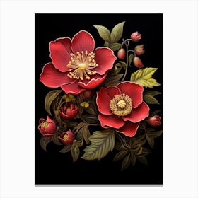 Lenten Rose 1 William Morris Style Winter Florals Canvas Print