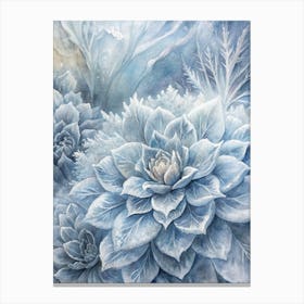 A Detailed View Of Frost Flowers Forming Intricate (1) Canvas Print