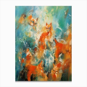 Foxes Abstract Expressionism 2 Canvas Print