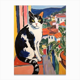 Painting Of A Cat In Florence Italy Canvas Print