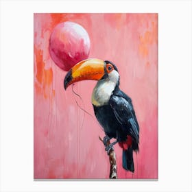 Cute Toucan With Balloon Canvas Print