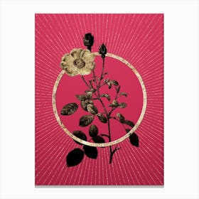 Gold Sparkling Rose Glitter Ring Botanical Art on Viva Magenta n.0168 Canvas Print