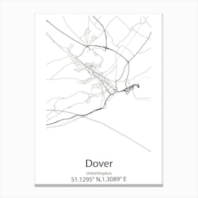 Dover,United Kingdom Minimalist Map Canvas Print