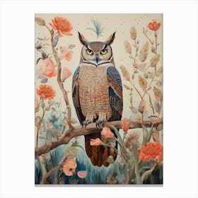 Great Horned Owl 2 Detailed Bird Painting Canvas Print