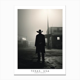Poster Of Texas, Usa, Black And White Analogue Photograph 2 Canvas Print
