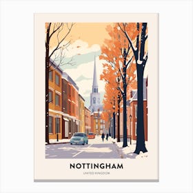 Vintage Winter Travel Poster Nottingham United Kingdom 3 Canvas Print