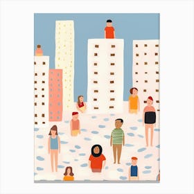 New York City Scene, Tiny People And Illustration 2 Canvas Print