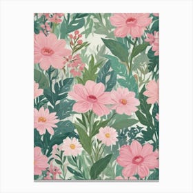 Pink Flowers Wallpaper 1 Canvas Print