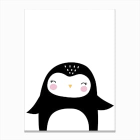 Scandi Black Penguin Canvas Print