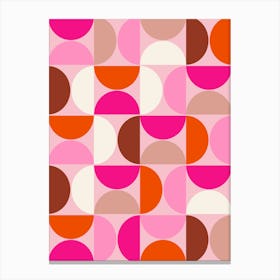 Mid Century Modern Abstract Pink Orange Canvas Print