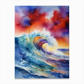 Tides of Radiance: A Colorful Ocean Wave Painting Canvas Print