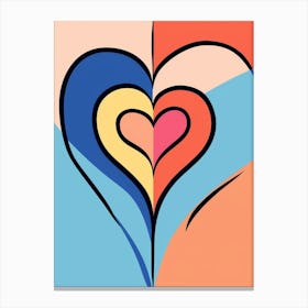 Heart Line Centred Blue & Orange Canvas Print