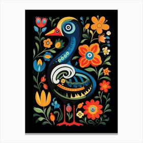 Folk Bird Illustration Duck 1 Canvas Print