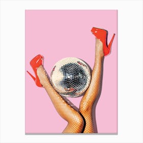 Red Heels And Disco Ball Funky Maximalist Art Print Canvas Print