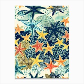 Starfish Vintage Graphic Watercolour Canvas Print
