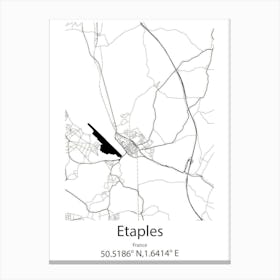 Etaples,France Minimalist Map Canvas Print