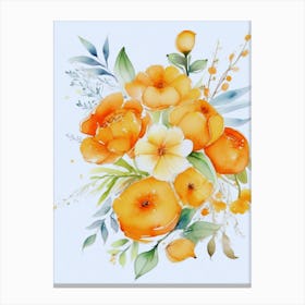 Watercolor Of Beautiful Flowers Canvas Print
