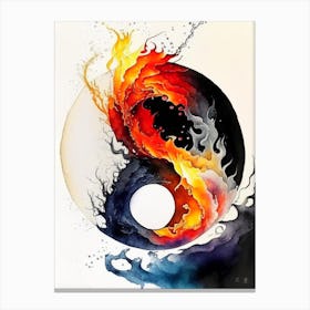Fire And Water 3 Yin And Yang Japanese Ink Canvas Print