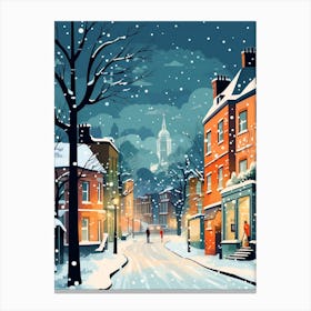 Winter Travel Night Illustration Nottingham United Kingdom 1 Canvas Print