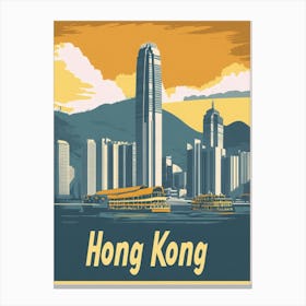 Aihrgdesign A Vintage Travel Poster Of Hong Kong Featuring Th 9d119aac 9a1d 4cef B0ce 3f784b171b8c 3 Canvas Print