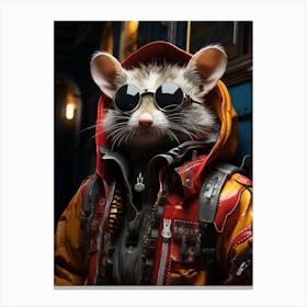 Cyberpunk Style A Possum Wearing Stereotypical French 1 Canvas Print