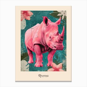 Pink Rhino Vintage Poster 2 Canvas Print